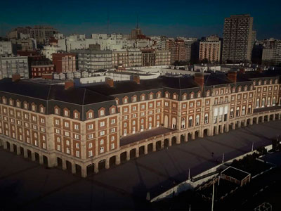 Edificio Casino Mar del Plata desde drone